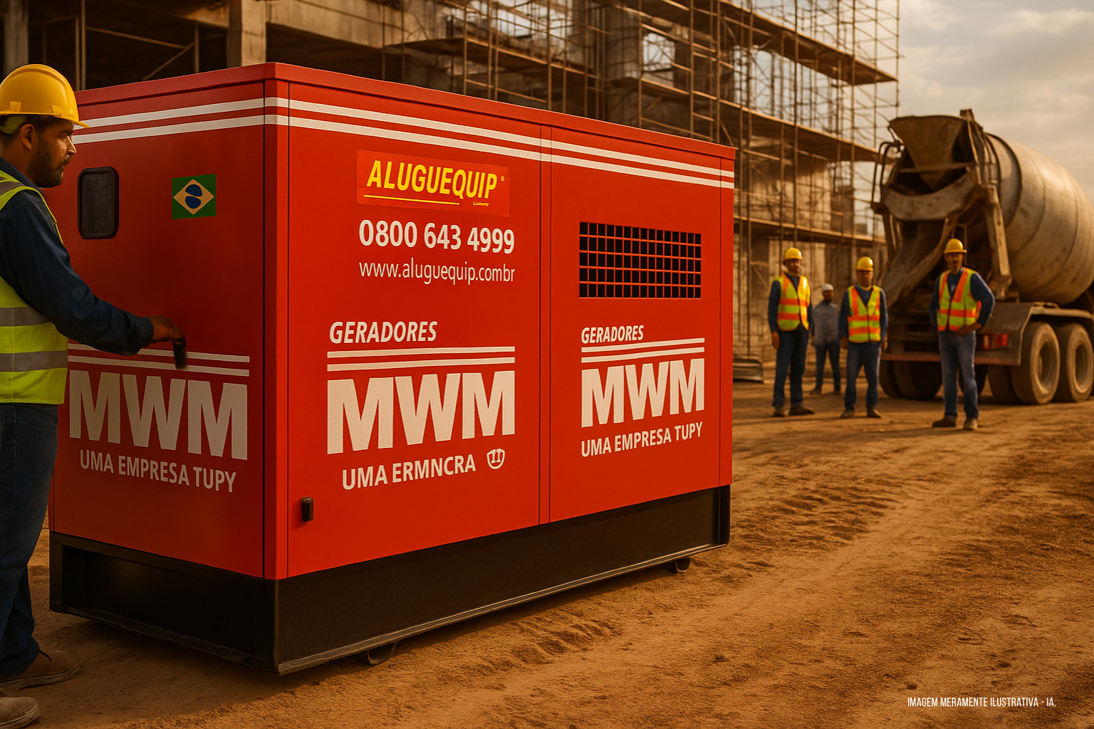 Gerador a energia carenado para locação - Aluguequip do Brasil